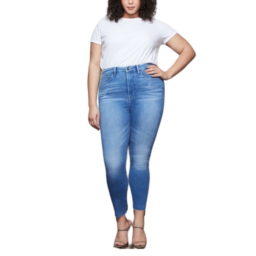 NWT Good American Good Waist Step Hem High Rise Stretch Denim Jeans Size 34